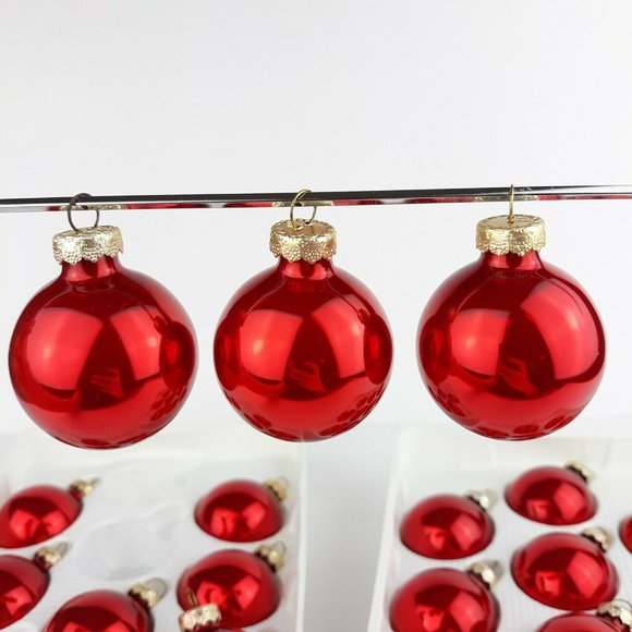 Vintage Visions By Holly Glass Ball Christmas Tree Ornaments Red Made In USA - Picture 8 of 12